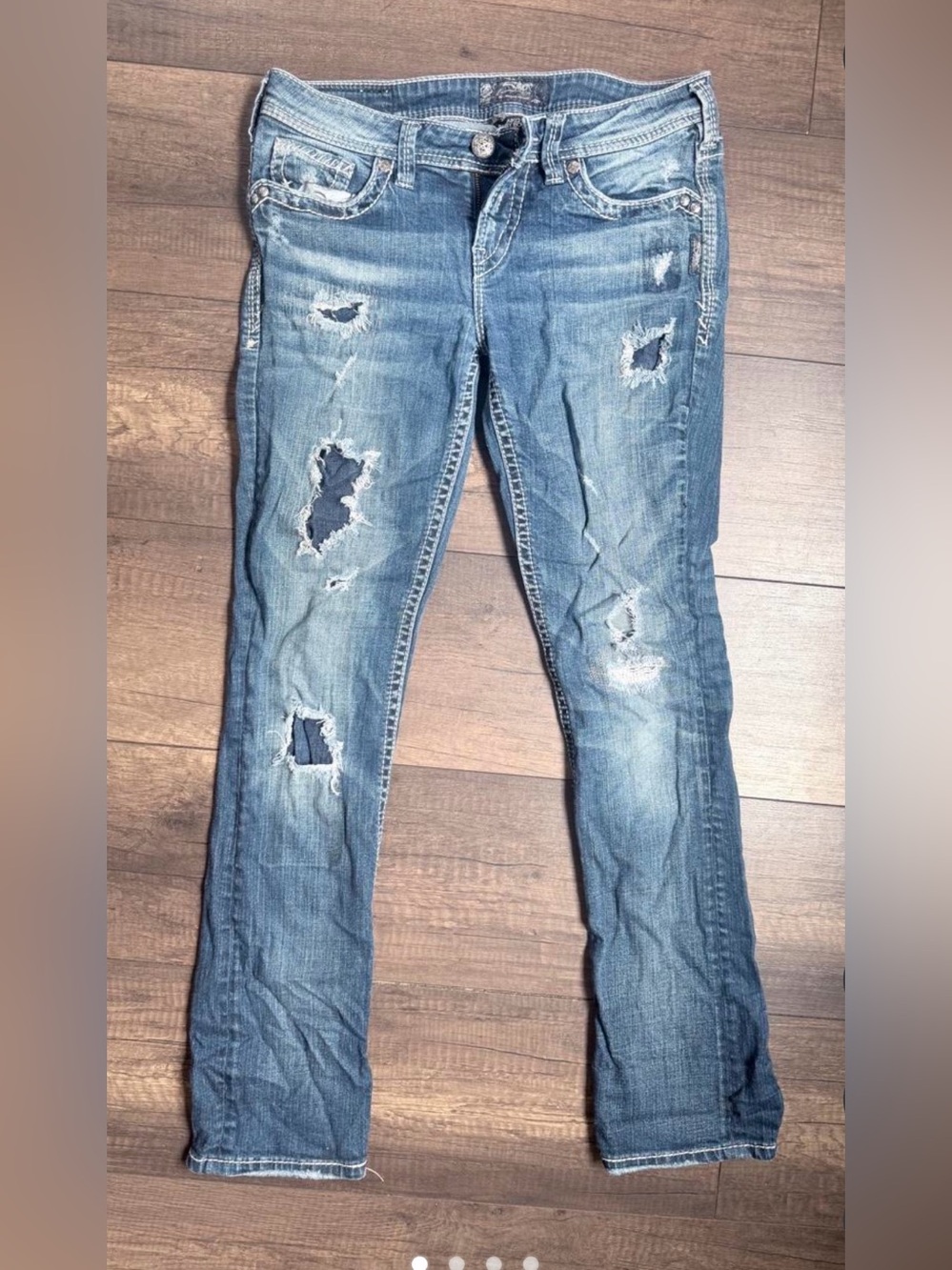 Silver Jeans Distressed Blue Baby Boot Jeans